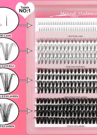 10D/20D/30D Fake Eyelashes Extensions Kit Lash Bond and Seal False Eyelashes Makeup Set DIY Long Lashes Clusters Make up Tool - Riparo82