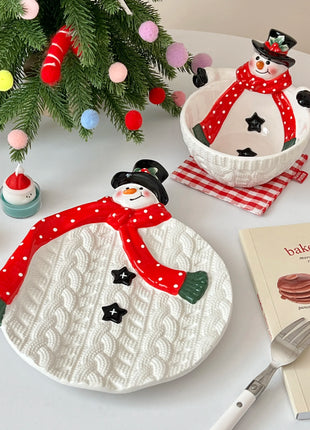 Piatto pupazzo di neve di Natale, piatto da dessert in ceramica, regalo di Natale, piatto creativo e carino - riparo82