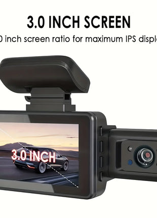 3 Inch 1080P Dual Lens Dash Cam For Cars, Front And Inside Full HD 1080P Car Camera With Loop Recording Night Vision Wide Angle - Riparo82