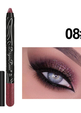 12 Colors Long-lasting Glitter Eyeshadow Pencil Pigment Blue Brown Black Eyeliner Pen Women Fashion Shimmer Eye Shadow Makeup - Riparo82