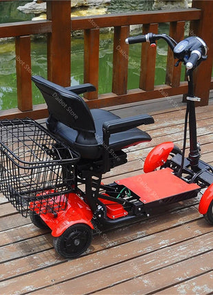 Foldable Mobility Scooter 4 Wheels For Old People Elderly Dual Motor 500W Folding Electric Scooter With Big Seat Blue Red White - Riparo82
