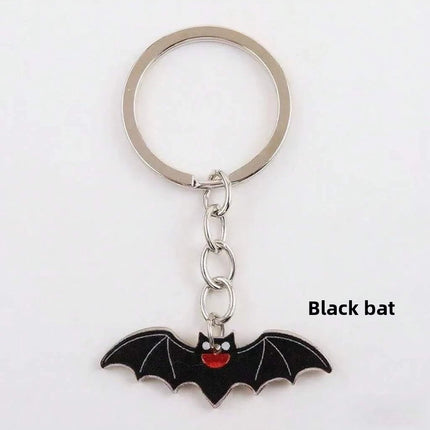 Halloween metal keychain contrast spider ghost bat acrylic material personalized decorations holiday party gifts.