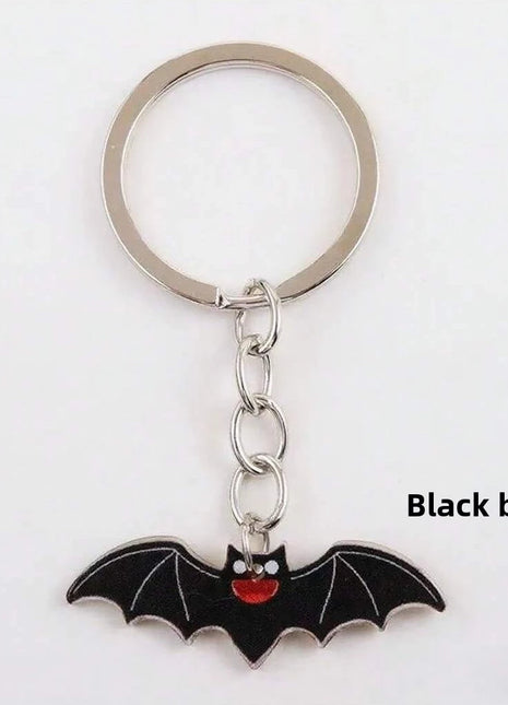 Halloween metal keychain contrast spider ghost bat acrylic material personalized decorations holiday party gifts. - Riparo82