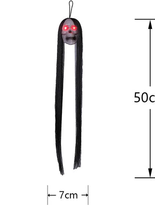 1PCS New Halloween Hanging Long Hair Ghost Skeleton LED Light-emitting Horror Skeleton Ghost Bar Haunted House Decoration Props - Riparo82