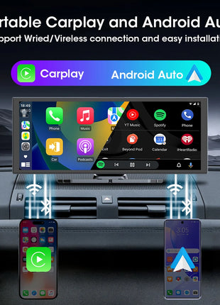 10/11.26" Wireless Carplay Screen for Car,4K Dash Cam HD Car DVR,Android Auto GPS Navigation Video Recorder,1080P Camera,FM,WIFI - Riparo82