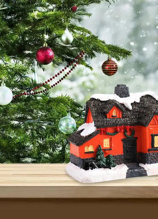 Resina natale LED scena luminosa casa della neve piccola casa del villaggio ornamento di natale decorazione bagliore regalo di capodanno 2023
