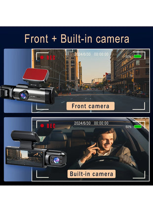 Dash Cam for Cars Dual Camera Front 1080P and Inside 720P with IR Night Vision, Loop Recording, and Wide Angle Lens - Riparo82