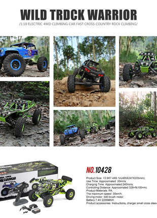 Giocattolo per bambini Hot WLtoys 10428 RC Auto 45CM 2.4G Scala 1:10 Doppia velocità Radiocomando Elettrico Wild Track Warrior