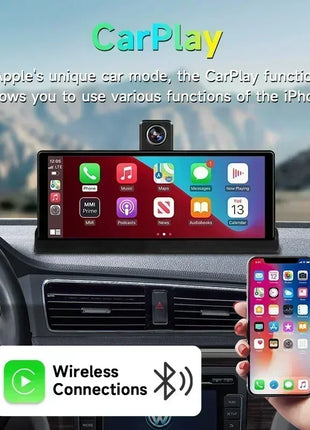 10.26" Carplay Screen Rearview Mirror Dash Cam Android Auto 4K 3840*2160P WIFI BT GPS Navigation Video Recorder Car DVR Camera - Riparo82