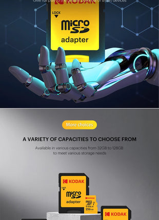 Scheda Micro SD originale al 100% Kodak Scheda di memoria da 128 GB Classe 10 Scheda Flash da 64 GB Scheda di memoria Flash da 32 GB V30 U3 per registratore di guida