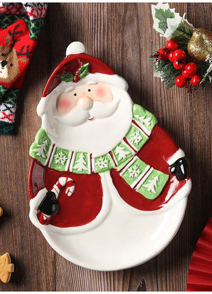 Piatto in ceramica tridimensionale dipinto a mano in pino di Babbo Natale Stoviglie da dessert per colazione natalizia Design unico di frutta - riparo82