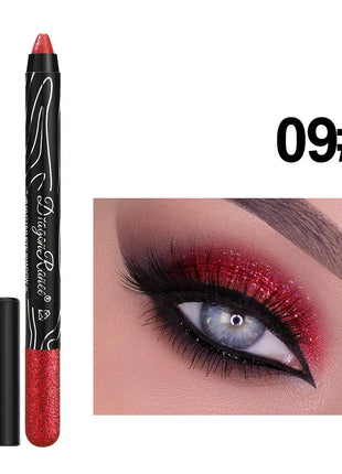 12 Colors Long-lasting Glitter Eyeshadow Pencil Pigment Blue Brown Black Eyeliner Pen Women Fashion Shimmer Eye Shadow Makeup - Riparo82