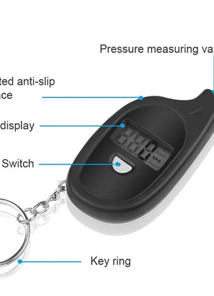 Mini Keychain Style Tire Gauge Digital Lcd Display Car Tire Air Pressure Tester Meter Auto Car Motorcycle Tire Safety Alarm New - Riparo82