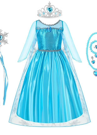 Disney Elsa Anna Abiti da principessa Ragazze vestono Bambini Cosplay Frozen Snow Queen Costumi Carnevale Festa di compleanno Abiti fotografici