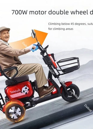 Mini Parent Child Electric Tricycle For Family With Foldable Child Seat 700W 48V 3 Wheels Electric Scooter For Adults Women - Riparo82