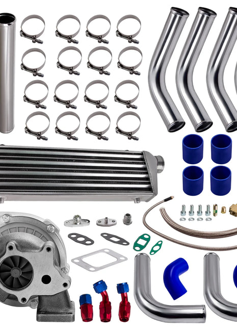 New T3 T4 T04e .57 A/r Turbo Intercooler Piping Kit 5-bolt & Oil Feed Return Line