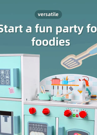 Set da gioco per mini frigorifero da cucina per bambini in legno - Pentole realistiche per giochi di finzione Regali di compleanno unisex per ragazzi e ragazze - riparo82