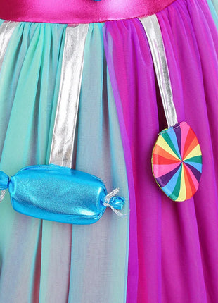 Costume da lecca-lecca arcobaleno per ragazze Abito da principessa Purim Festival Candy Vestido Fantasia Carnevale Compleanno Bambini Fantasia Ali Outfit