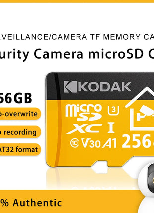 Nuova scheda Micro SD Kodak 32 GB 64 GB 128 GB 256 GB Scheda di memoria per telecamera di sicurezza, DVR, smartphone Scheda TF Scheda Microsd