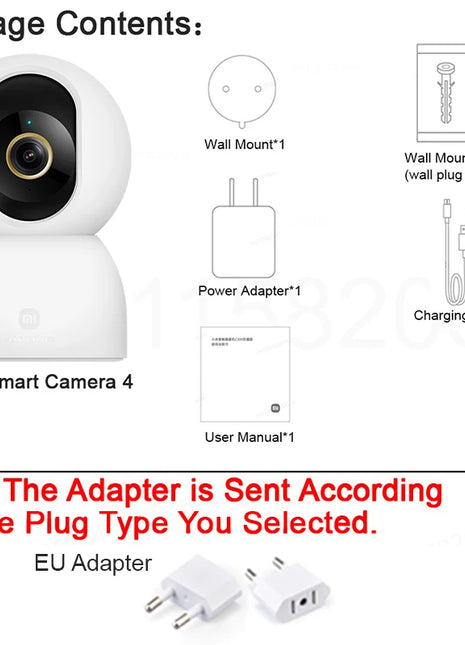 XIAOMI 360° Smart Camera 4，Dual-band Wi-Fi 6，8MP 4K HDR AI Tracking，Home Security Baby Monitor，Chinese Version With Adapter - Riparo82