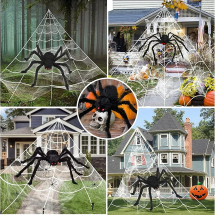 200cm Halloween Spiders Outdoor Decoration Halloween Plush Spiders Giant Spider for Indoor Outdoor Garden Party Decoration