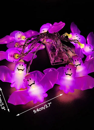 1.5M 10LED Halloween LED Light String Horror Eyeballs Pumpkin Spider Bat Skull Lamp Trick Or Treat Happy Halloween Party Decor - Riparo82