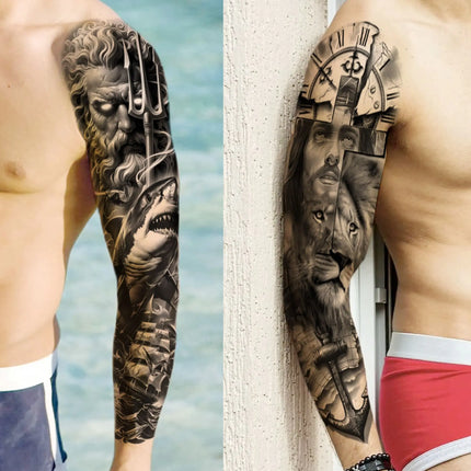 1 Sheet Full Arm Evil Witch Vampire Temporary Tattoos Sleeve Halloween Scary Skull Tatoo Waterproof Horrible Fake Tattoo Sticker