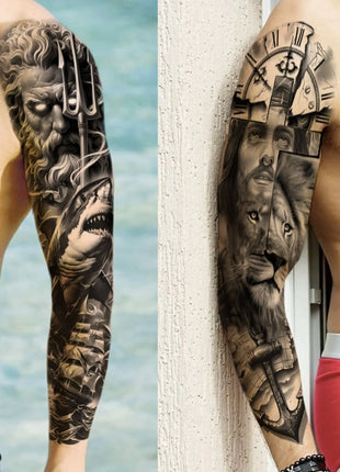 1 Sheet Full Arm Evil Witch Vampire Temporary Tattoos Sleeve Halloween Scary Skull Tatoo Waterproof Horrible Fake Tattoo Sticker - Riparo82