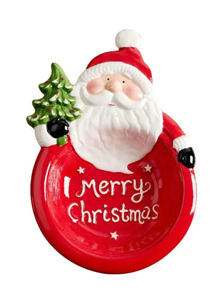 Piatto in ceramica di Babbo Natale dipinto a mano Vassoio decorativo regalo di Natale Piatto da dessert festivo Piatto da portata per biscotti carino - riparo82