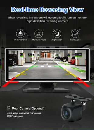 11.26 inch Dash Cam 4K Car DVR Wireless Carplay & Android Auto GPS Navigation Video Recorder Dashboard Dual Lens Wifi FM AUX - Riparo82