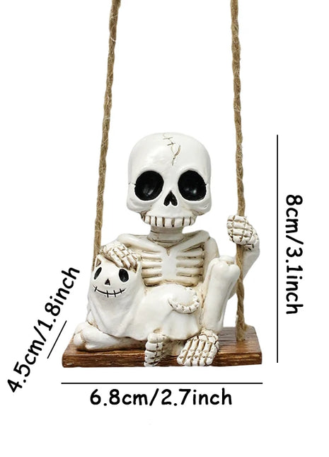 1pc Halloween Swing Skull Holding Ghost Cat Statue Garden Home Furnishing Bedroom Outdoor Balcony Decoration Party DIY Supplies - Riparo82