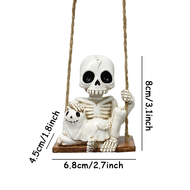 1pc Halloween Swing Skull Holding Ghost Cat Statue Garden Home Furnishing Bedroom Outdoor Balcony Decoration Party DIY Supplies