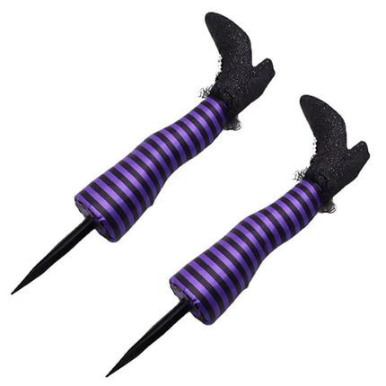 2pcs Halloween Evil Witch Legs Prosthetic Ornament Outdoor Yard Garden Patio Lawn Stake Halloween Party Decoration Props