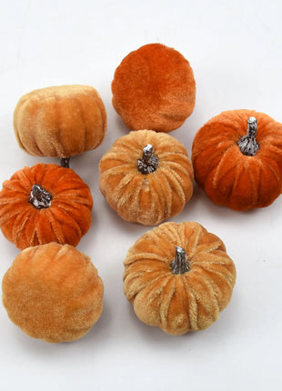 10pcs Velvet Artificial Pumpkin Decor Desktop Pumpkin Ornament Autumn Fall Thanksgiving Harvest Festival Halloween Decoration - Riparo82