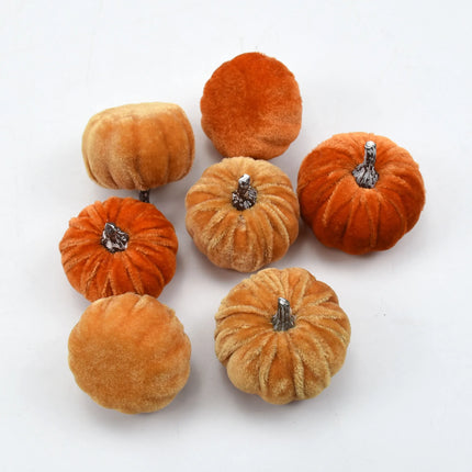10pcs Velvet Artificial Pumpkin Decor Desktop Pumpkin Ornament Autumn Fall Thanksgiving Harvest Festival Halloween Decoration