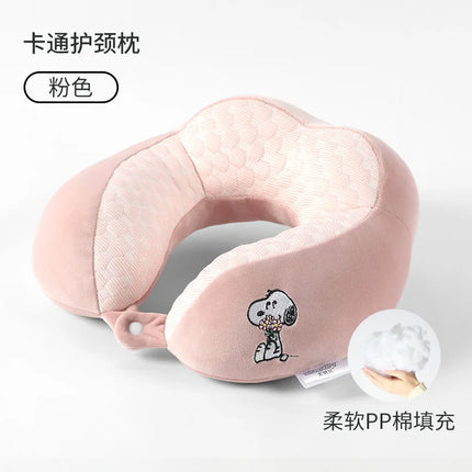Snoopy U Shaped Neck Pillows Soft Travel Pillow Massage Neck Pillow Cartoon Comfortable Cushion Sleeping Airplane Pillow Gift