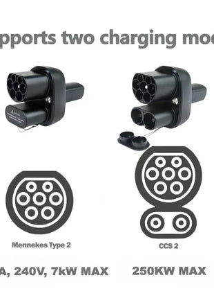 FITMPH CCS2+Type 2 to NACS Tesla Adapter, DC&AC 2-in-1 adapter,  250kW for Model 3/X/Y/S, For US Tesla in Europe fast charging - Riparo82