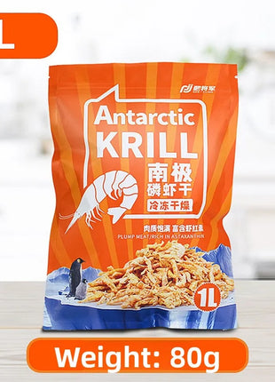 GEN CLIMB Freeze-Dried Antarctic Krill for Turtles & Fish - Premium Food for Arowana, Blood Parrot,Aquatic Turtles-High Protein - Riparo82