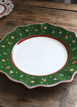 Tesoro tedesco Porcellana dura Giocattolo natalizio Joy Piatto piano multi-angolo Tazza di Natale Piattino Ciotola Candeliere - riparo82