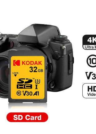 KODAK Scheda SD originale ad alta velocità 256G 128G 64G 32G Scheda di memoria SD SDXC V30 per fotocamera 4K HD per auto DV SLR