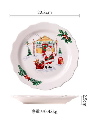 Piatto da pranzo in ceramica Goblin natalizio Piatti da dessert per bistecche di Babbo Natale Piatto da insalata per spaghetti Stoviglie per la decorazione della casa - riparo82