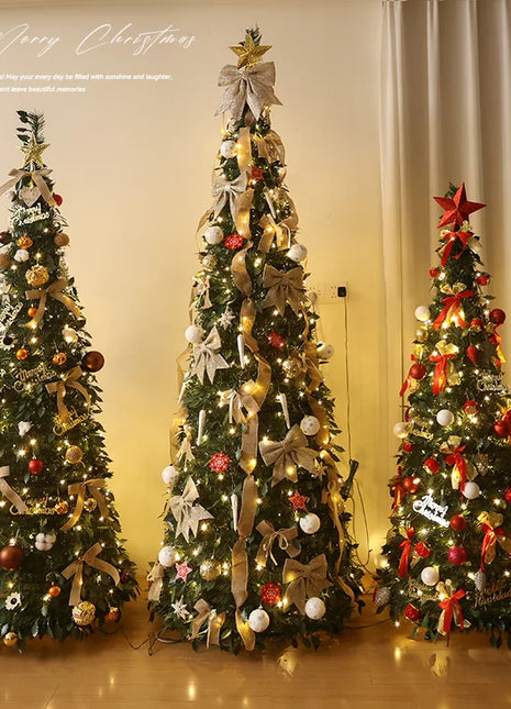 Albero di Natale incandescente Decorazione per albero di Natale artificiale pieghevole Ornamento natalizio floccato per esposizione spaziosa del festival del centro commerciale