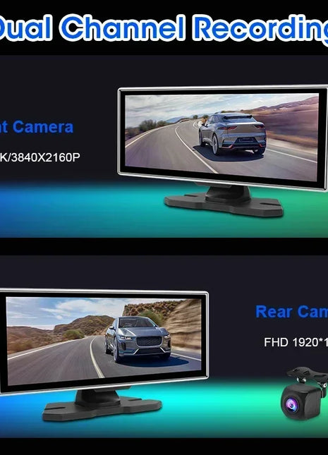 11.26 inch Dash Cam 4K Car DVR Wireless Carplay & Android Auto GPS Navigation Video Recorder Dashboard Dual Lens Wifi FM AUX - Riparo82