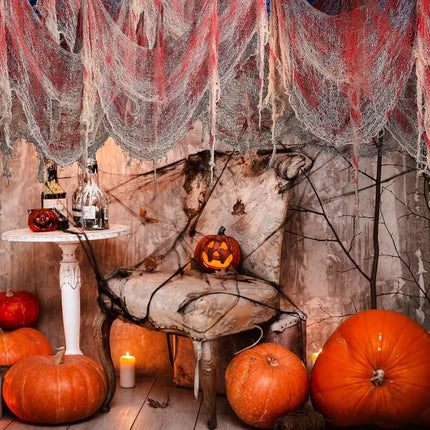 55*200cm Halloween Blood Gauze Window Doorways Wall Decoration Blood Creepy Cloth Haunted House Home Party Scary Scene Props