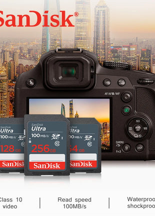 Scheda di memoria SanDisk SDXC 256GB 128GB 64GB SDHC 32GB 16GB U1 Class10 Scheda SD Memoria Flash ad alta velocità Scheda digitale di archiviazione