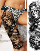 1 Sheet Full Arm Evil Witch Vampire Temporary Tattoos Sleeve Halloween Scary Skull Tatoo Waterproof Horrible Fake Tattoo Sticker - Riparo82