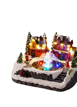 Natale nuova fontana casa luminosa casa di neve regalo di Natale rotante casa ornamenti da tavolo in resina artigianato decorativo