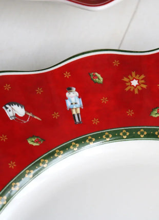 Tesoro tedesco Porcellana dura Giocattolo natalizio Joy Piatto piano multi-angolo Tazza di Natale Piattino Ciotola Candeliere - riparo82