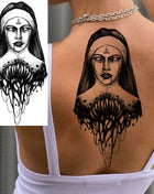 1 Sheet Full Arm Evil Witch Vampire Temporary Tattoos Sleeve Halloween Scary Skull Tatoo Waterproof Horrible Fake Tattoo Sticker - Riparo82
