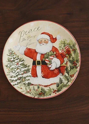 Piatti in ceramica a tema natalizio Set di stoviglie per la cena Colore Sottosmalto Processo Caffè Zuppa Tazza Ciotola Piatto da bistecca di Babbo Natale - riparo82